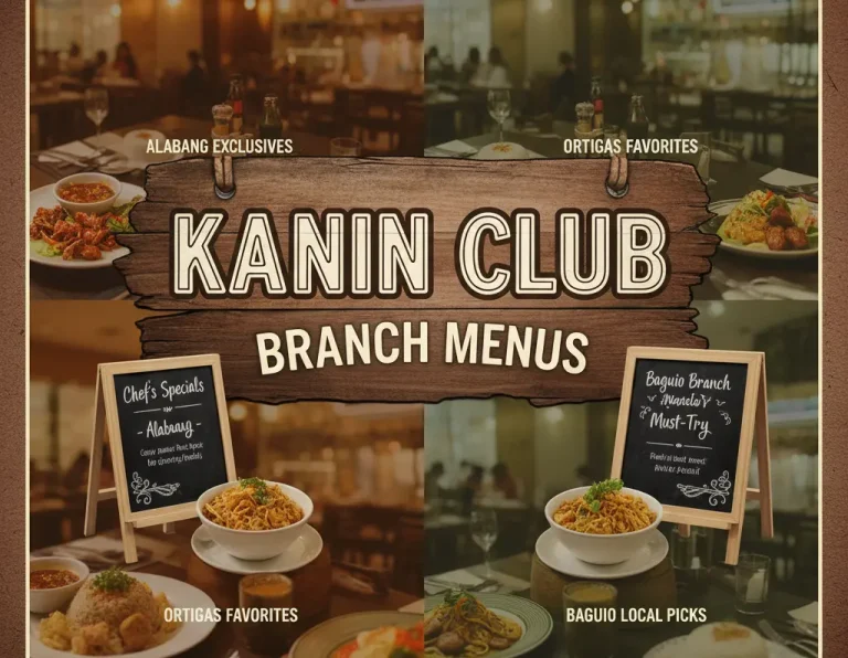 Kanin Club Branch Menus
